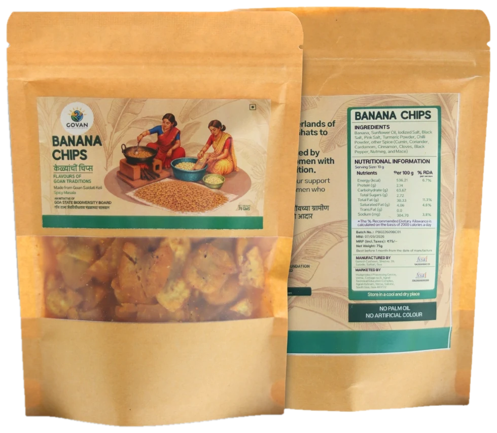 Banana Chips, front and back of pack
