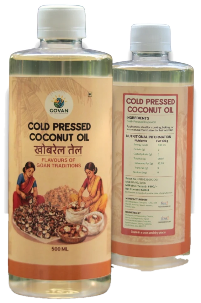 Cold Pressed Coconut Oil, front and back of pack