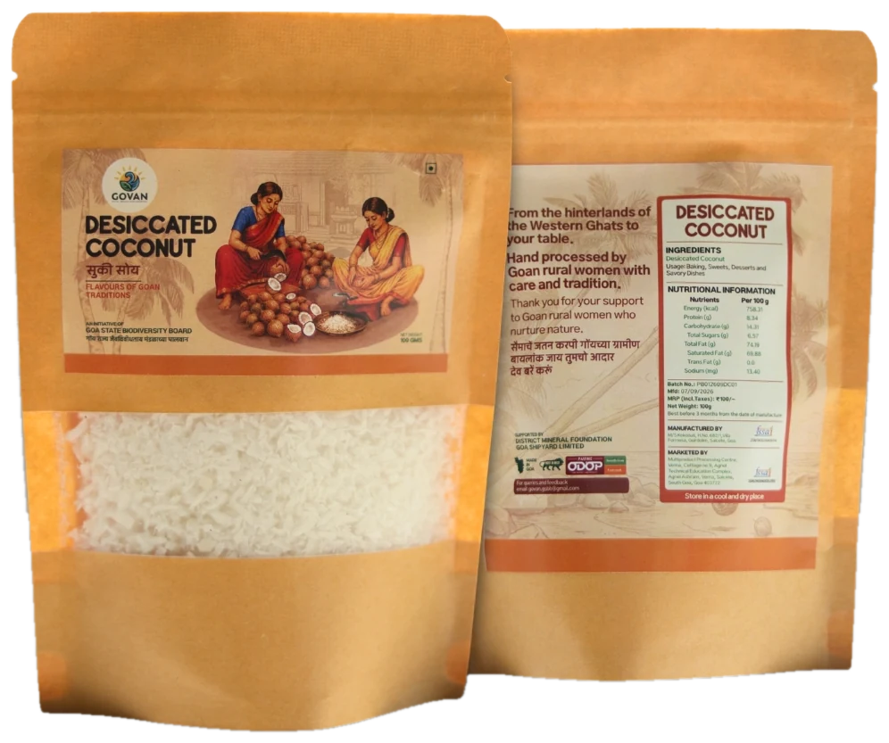 Desiccated Coconut, front and back of pack